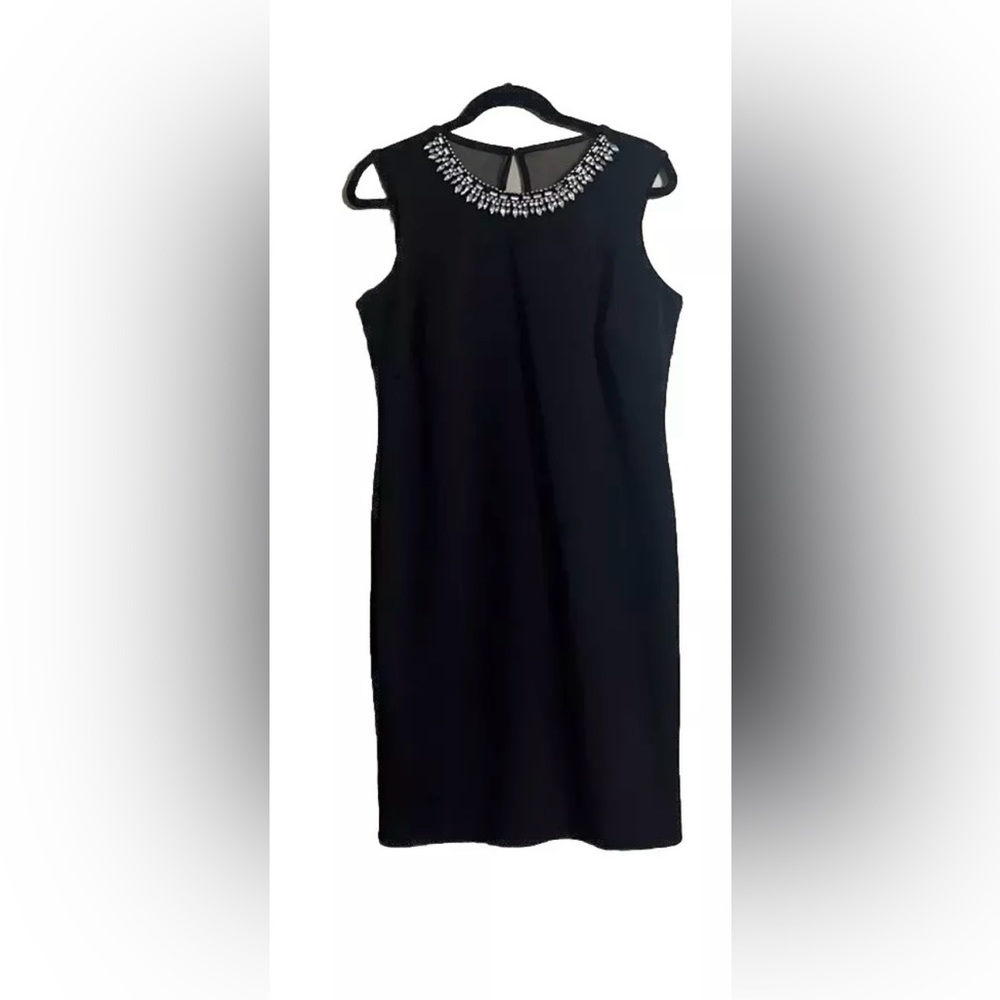 Dressbarn  Collection Dress Sz M Scuba Embellished Sleeveless Sheath Career